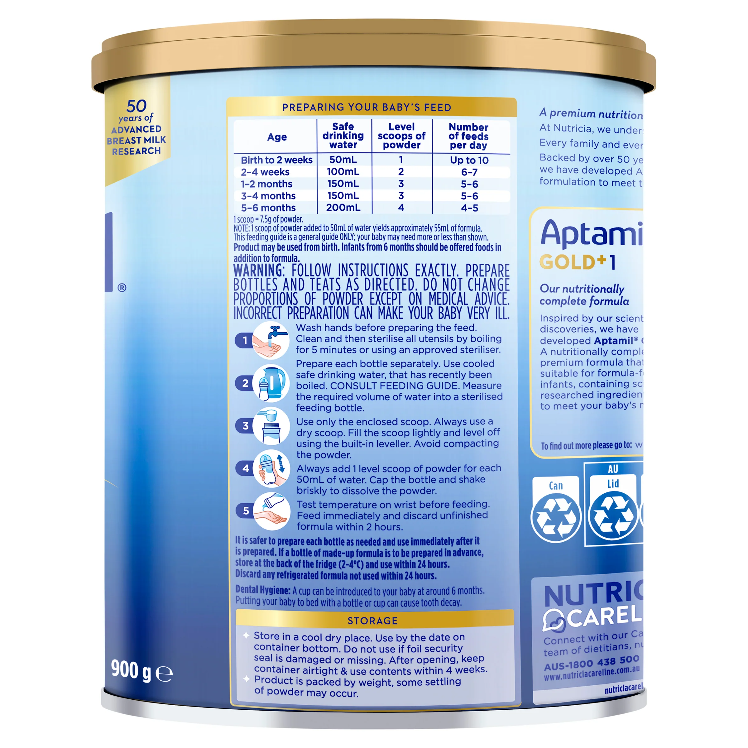 Aptamil Gold+ 1 Premium Baby Infant (0-6 Months) Formula 900g - Image 2