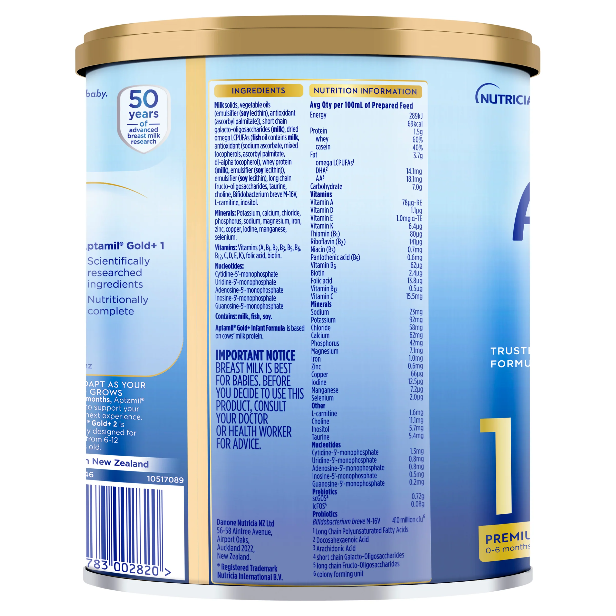 Aptamil Gold+ 1 Premium Baby Infant (0-6 Months) Formula 900g - Image 3