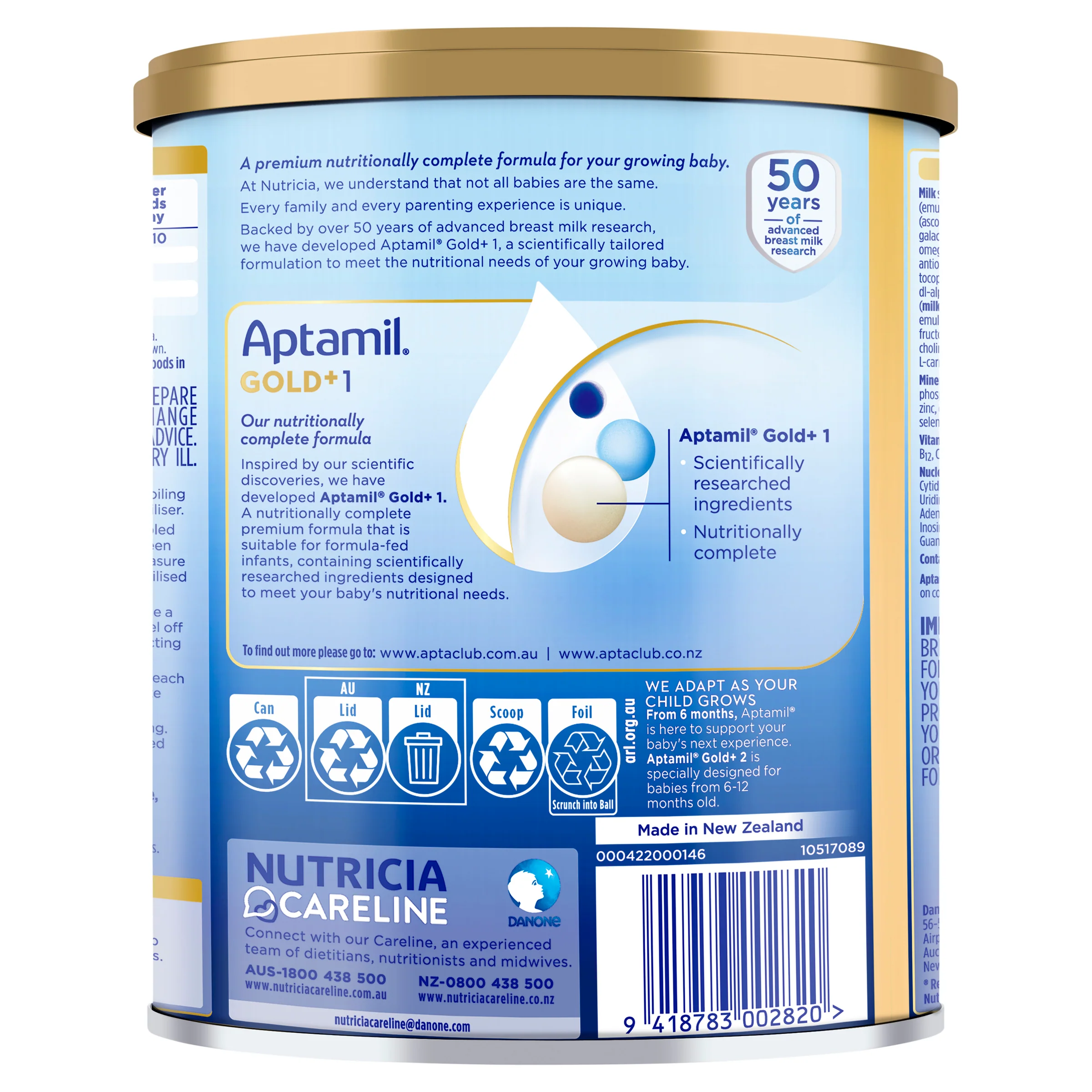 Aptamil Gold+ 1 Premium Baby Infant (0-6 Months) Formula 900g - Image 4