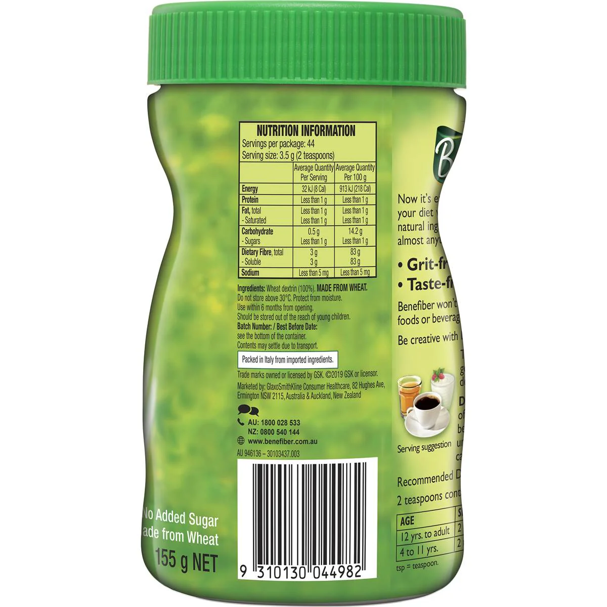 Benefiber Natural Fibre Supplement 155g 44 Serves | EACH - Image 2
