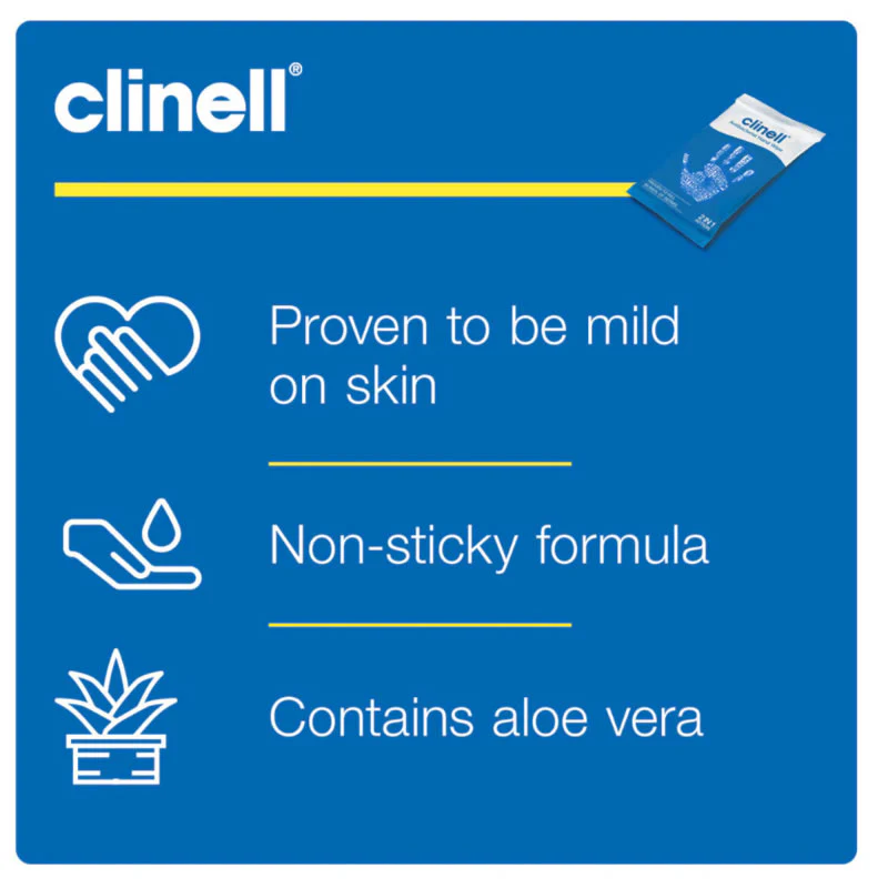 Clinell Antibacterial Hand Wipes (Individually Wrapped) | Pack of 100 sachets - Image 2