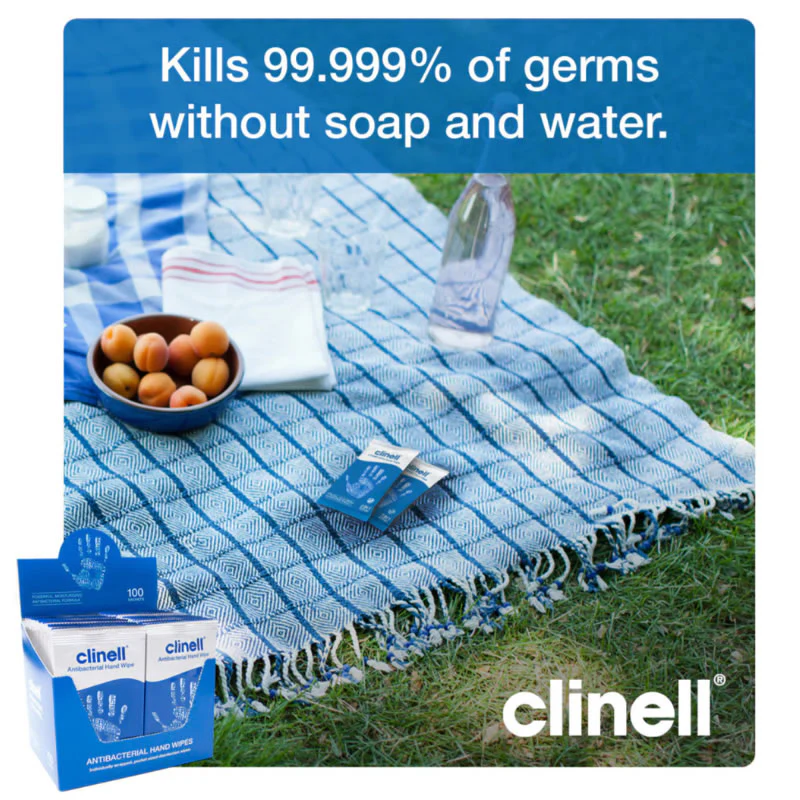 Clinell Antibacterial Hand Wipes (Individually Wrapped) | Pack of 100 sachets - Image 3