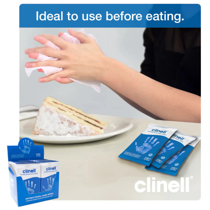 Clinell Antibacterial Hand Wipes (Individually Wrapped) | Pack of 100 sachets - Image 7