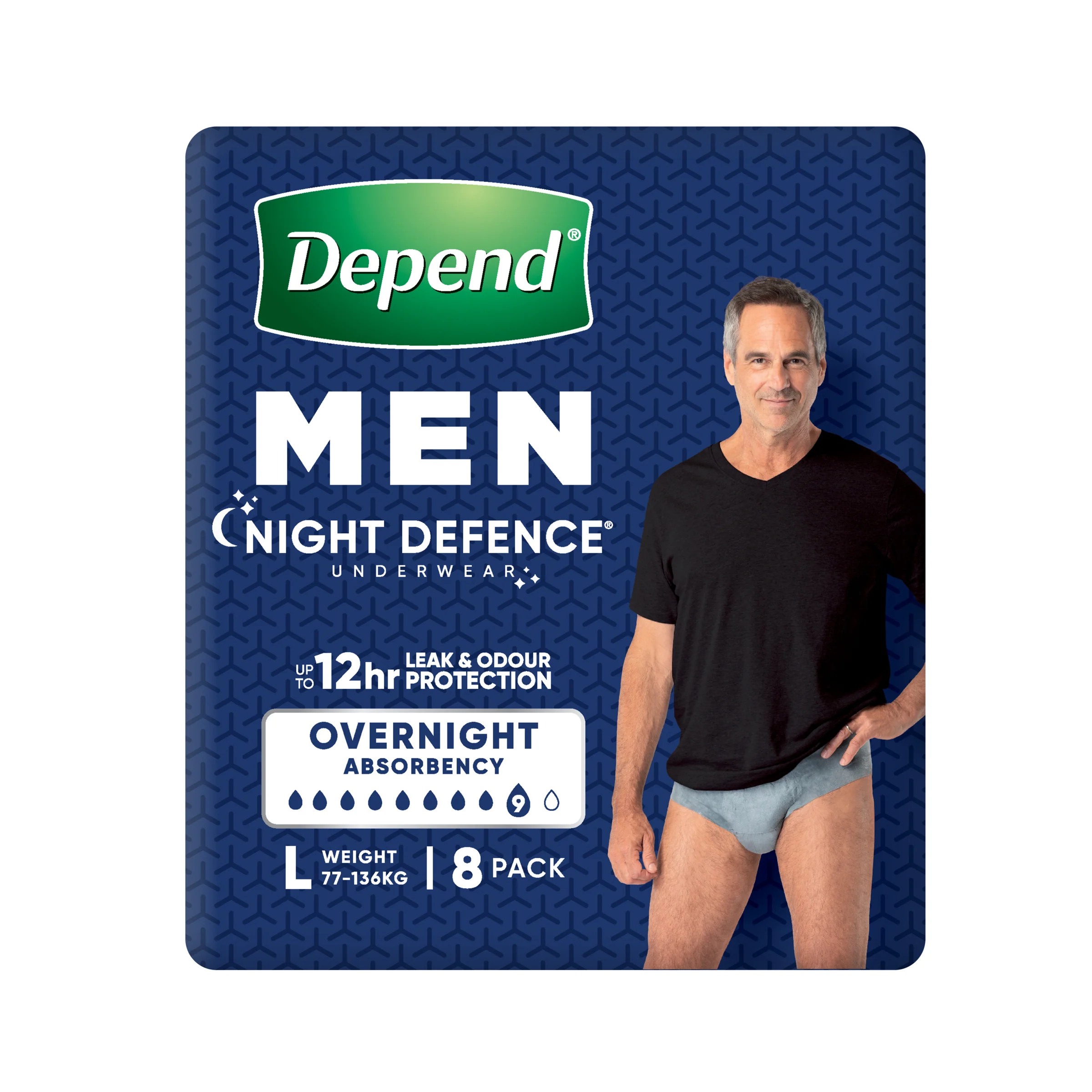 Depend RealFit Night Defence Underwear for Men Size Large | Pack of 8 - Image 2