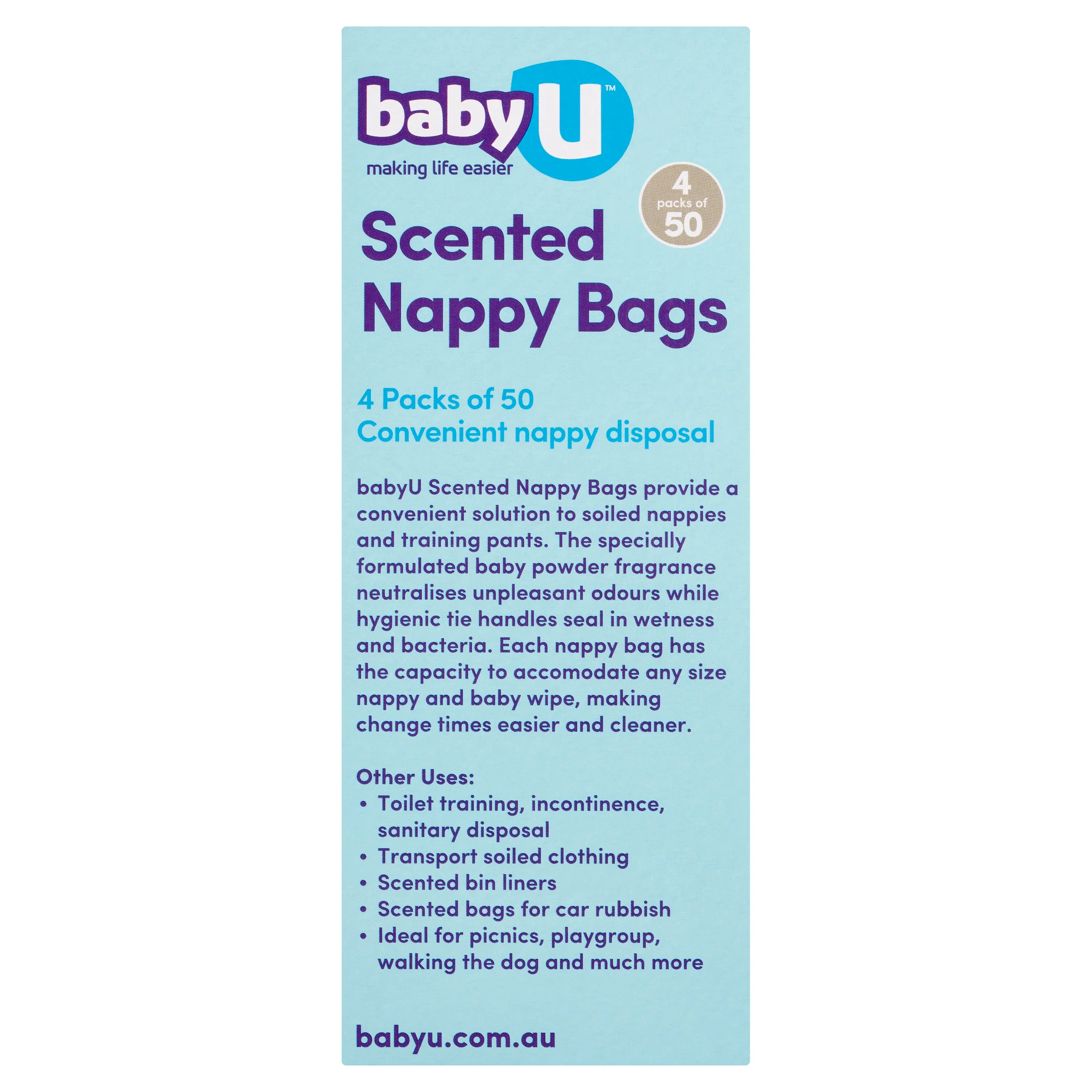 BabyU Disposable Scented Nappy Bags | Pack of 200 - Image 3