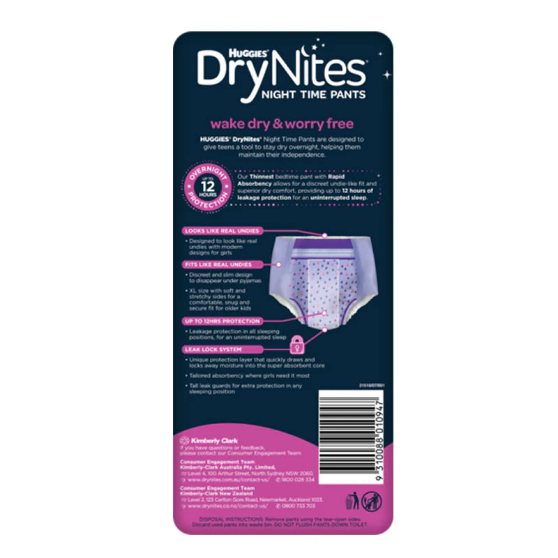 Huggies DryNites Night Time Pants for Girls 13+ Years (52+kg) | Pack of 8 - Image 2