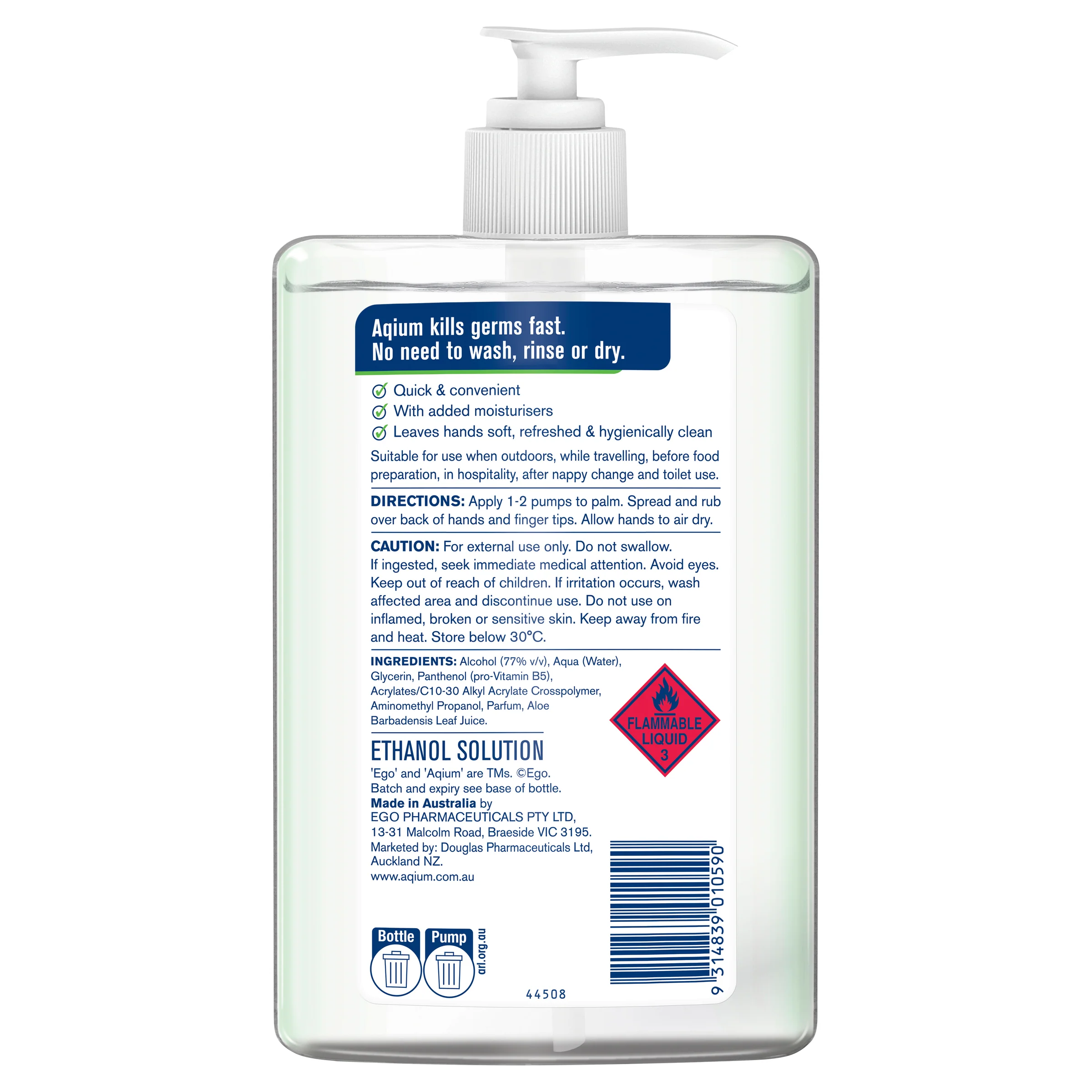 Aqium Hand Sanitiser with Aloe Vera - Image 2