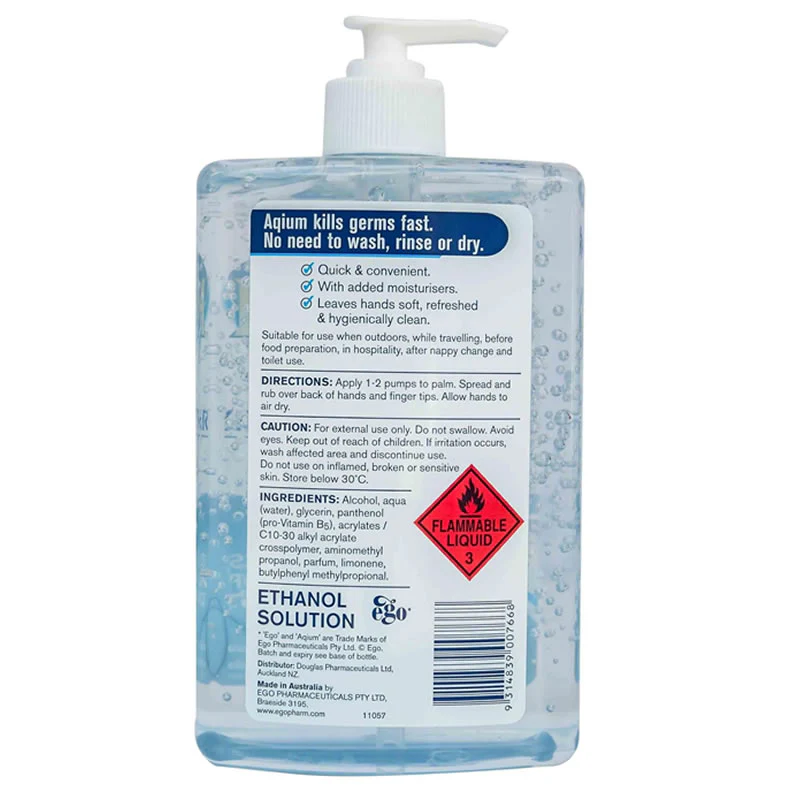 Ego Aqium Anti-Bacterial Hand Sanitiser Gel, 1L - Image 2