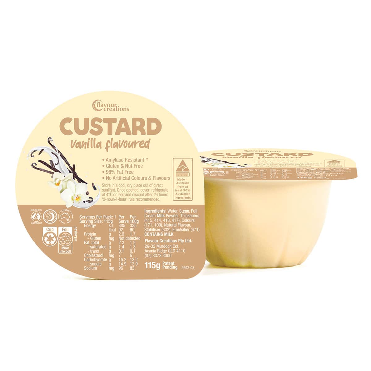 Flavour Creations Custard 115g Cups | Carton of 12 - Image 2