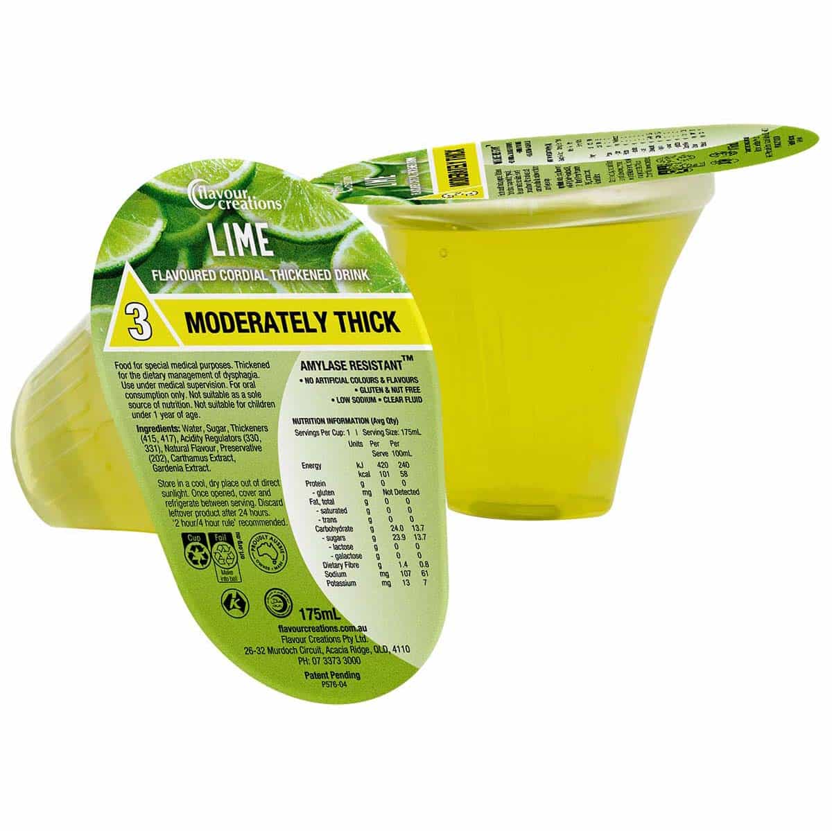 Flavour Creations Ready-To-Drink Cordial Moderately Thick/Level 3, 175mL Cups | Carton of 12