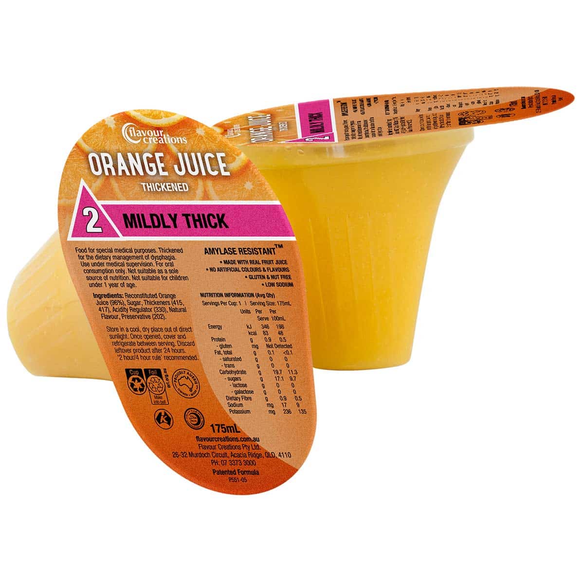Flavour Creations Ready-To-Drink Real Fruit Juice Mildly Thick/Level 2, 175mL Cups | Carton of 12 - Image 2