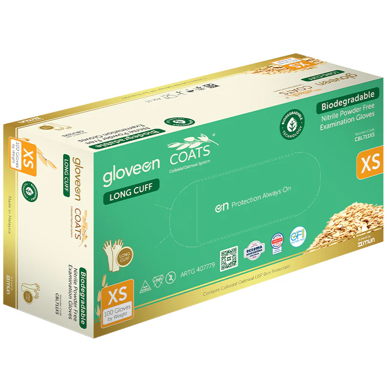 GloveOn COATS Long Cuff Biodegradable Nitrile Exam Powder Free | Packet - Image 3
