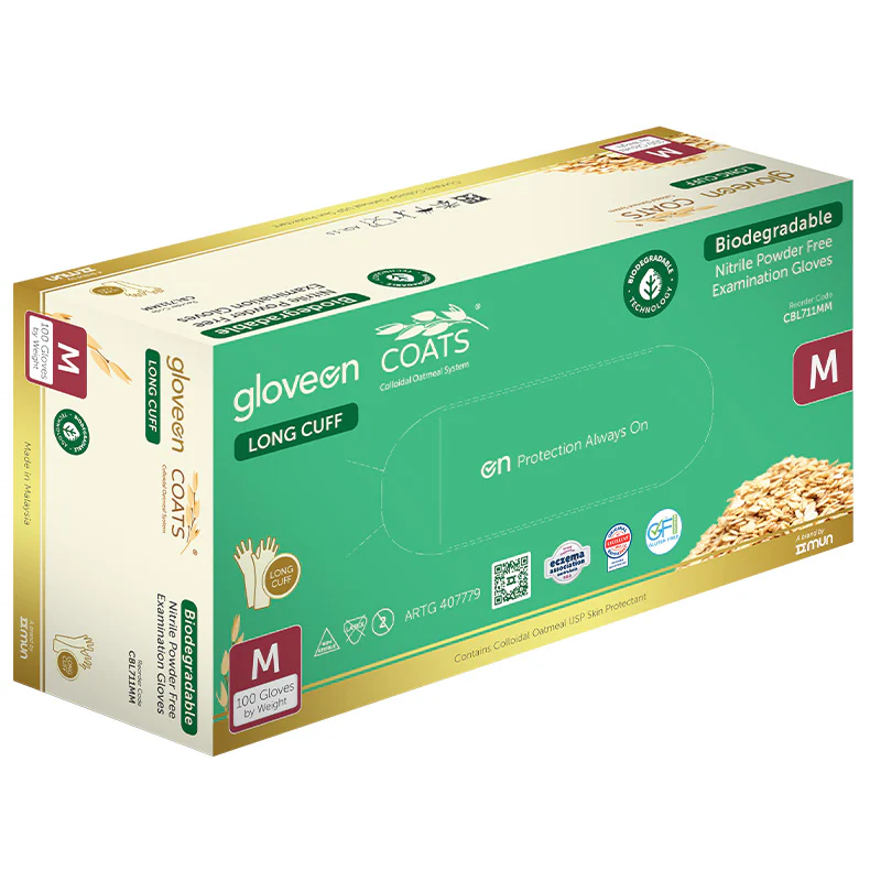 GloveOn COATS Long Cuff Biodegradable Nitrile Exam Powder Free | Packet - Image 5