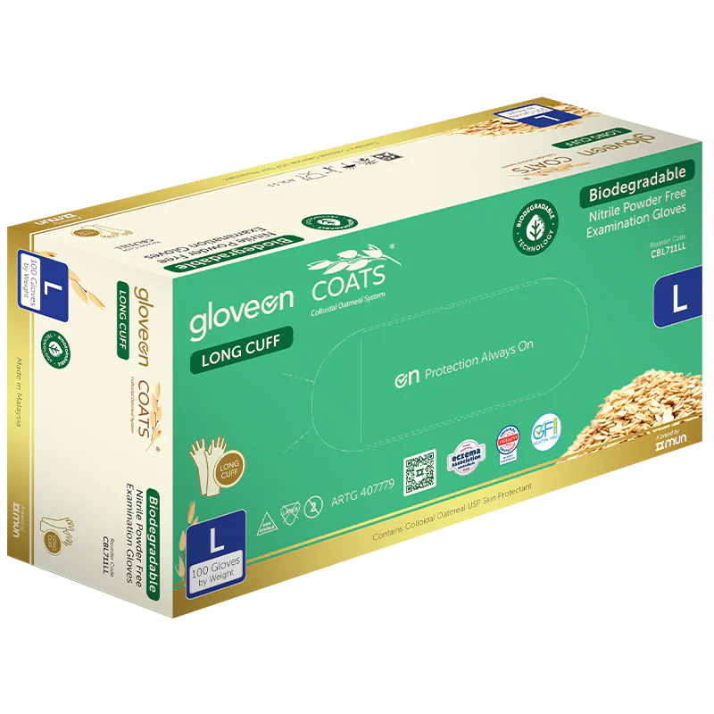 GloveOn COATS Long Cuff Biodegradable Nitrile Exam Powder Free | Packet - Image 6