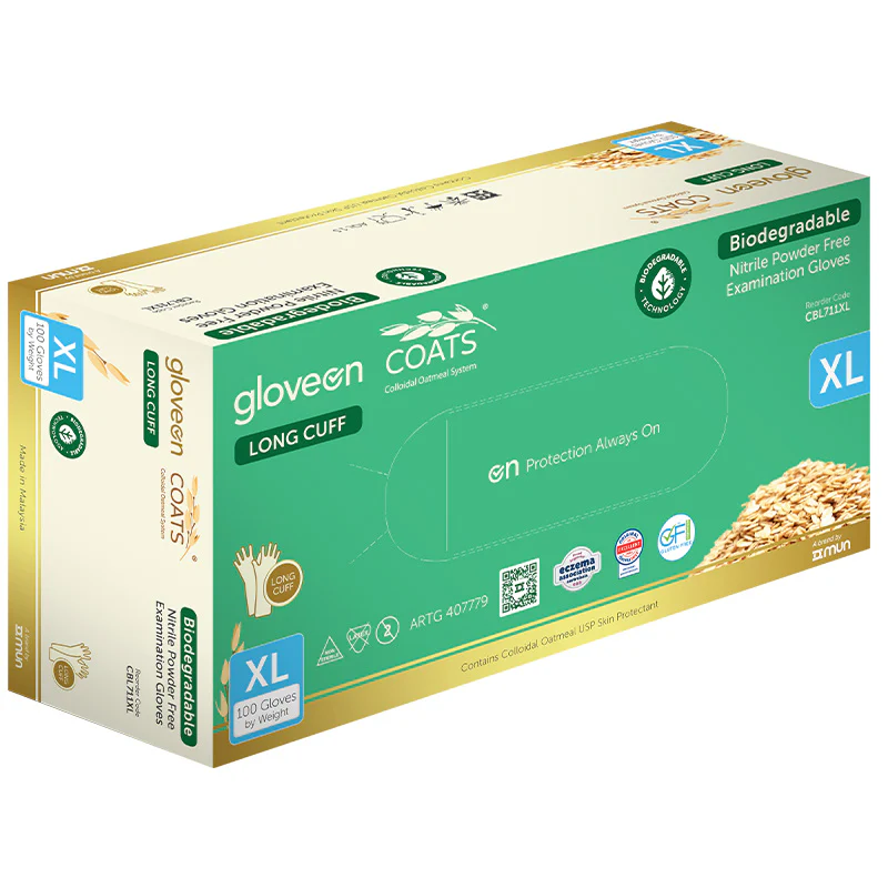 GloveOn COATS Long Cuff Biodegradable Nitrile Exam Powder Free | Packet - Image 7