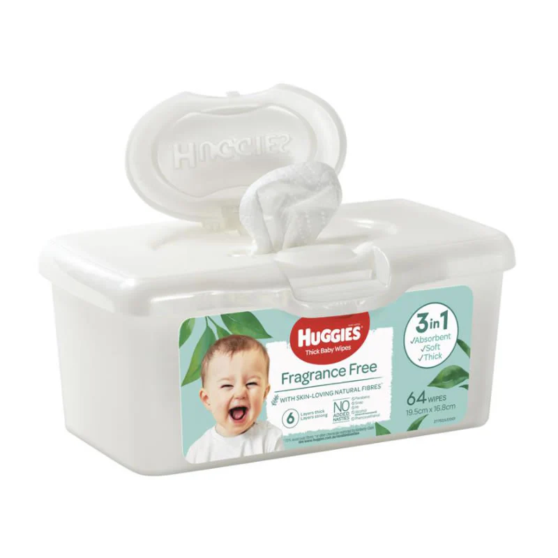 Huggies Baby Wipes Unscented Tub (64 wipes)