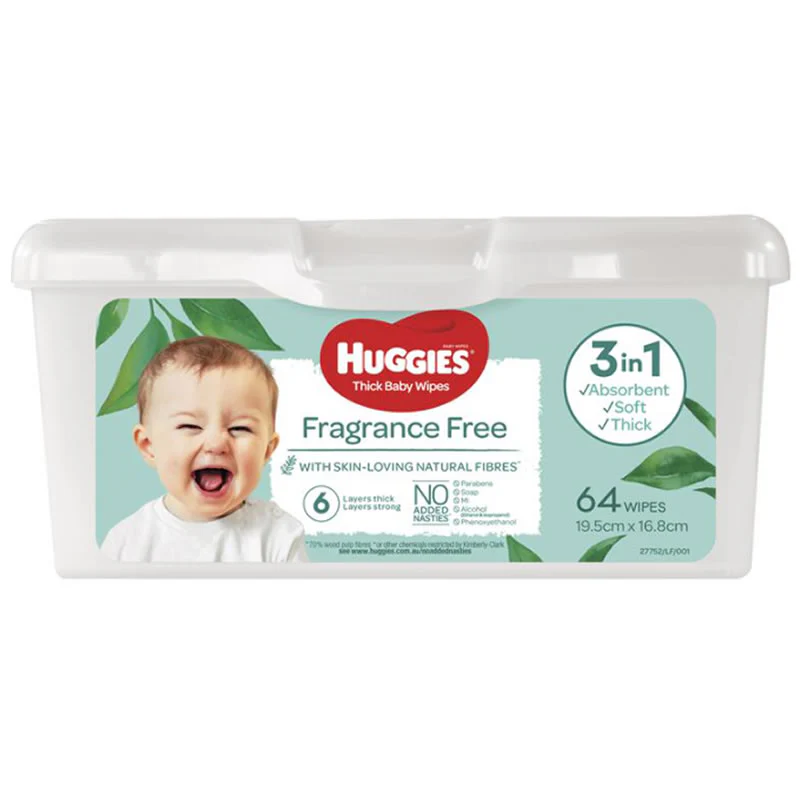 Huggies Baby Wipes Unscented Tub (64 wipes) - Image 2