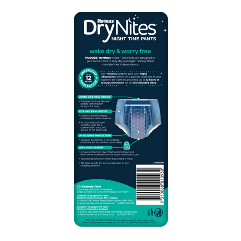 Huggies DryNites Night Time Pants for Boys 13+ Years (52kg+) | Pack of 8 - Image 2