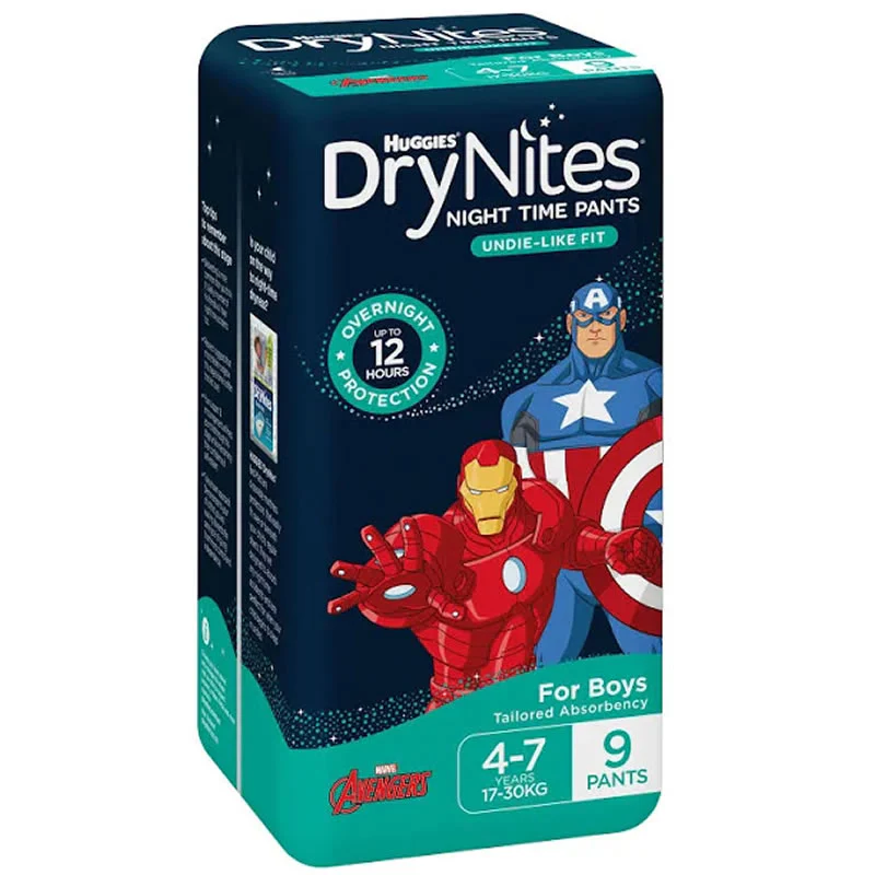 Huggies DryNites Pyjama Pants for Boys Size 4-7 years (17-30kg) | Pack of 9