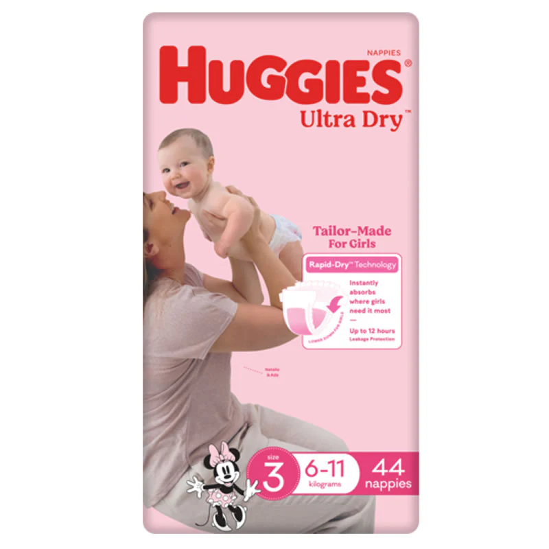 Huggies Ultra Dry Nappies for Girls Size 3 Crawler (6-11kg) | Pack of 44 - Image 3
