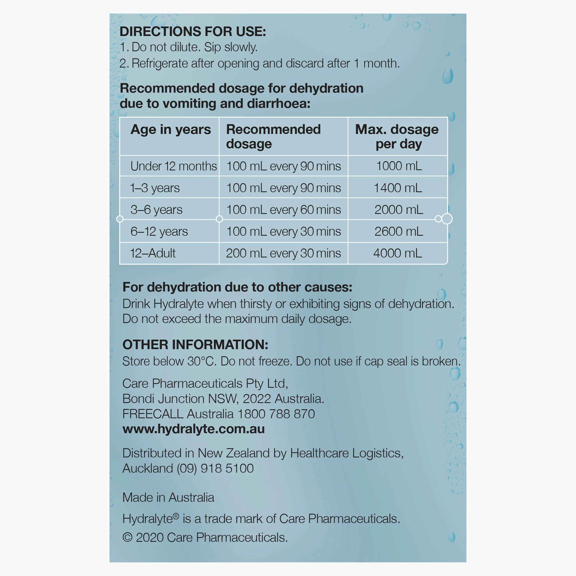Hydralyte Ready to Drink 250mL Electrolyte Solution | Pack of 4 - Image 4