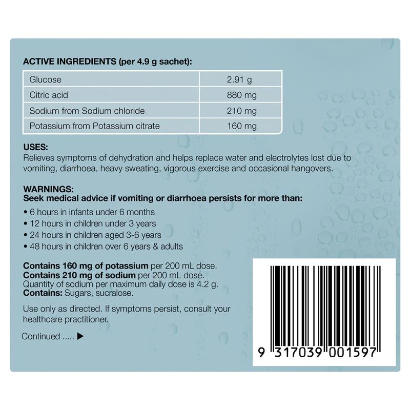 Hydralyte Electrolyte Powder Sachets 4.9g | Pack of 10 sachets - Image 2