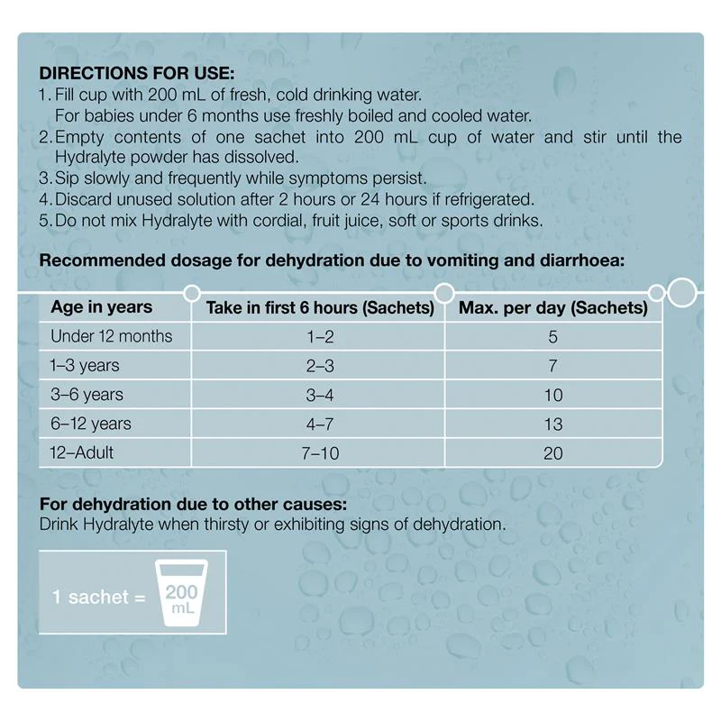 Hydralyte Electrolyte Powder Sachets 4.9g | Pack of 10 sachets - Image 3