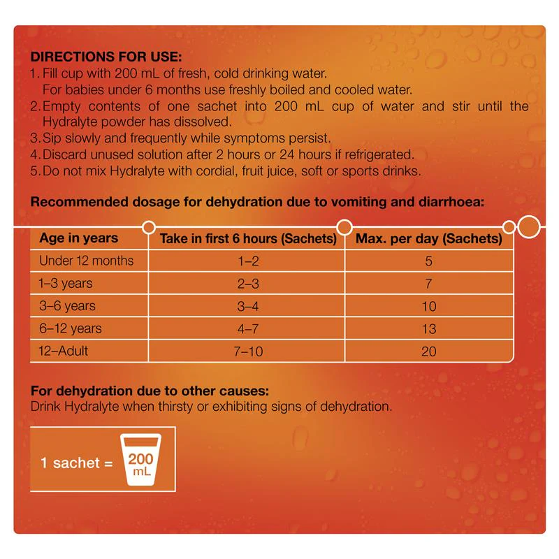 Hydralyte Electrolyte Powder Sachets 4.9g | Pack of 10 sachets - Image 9