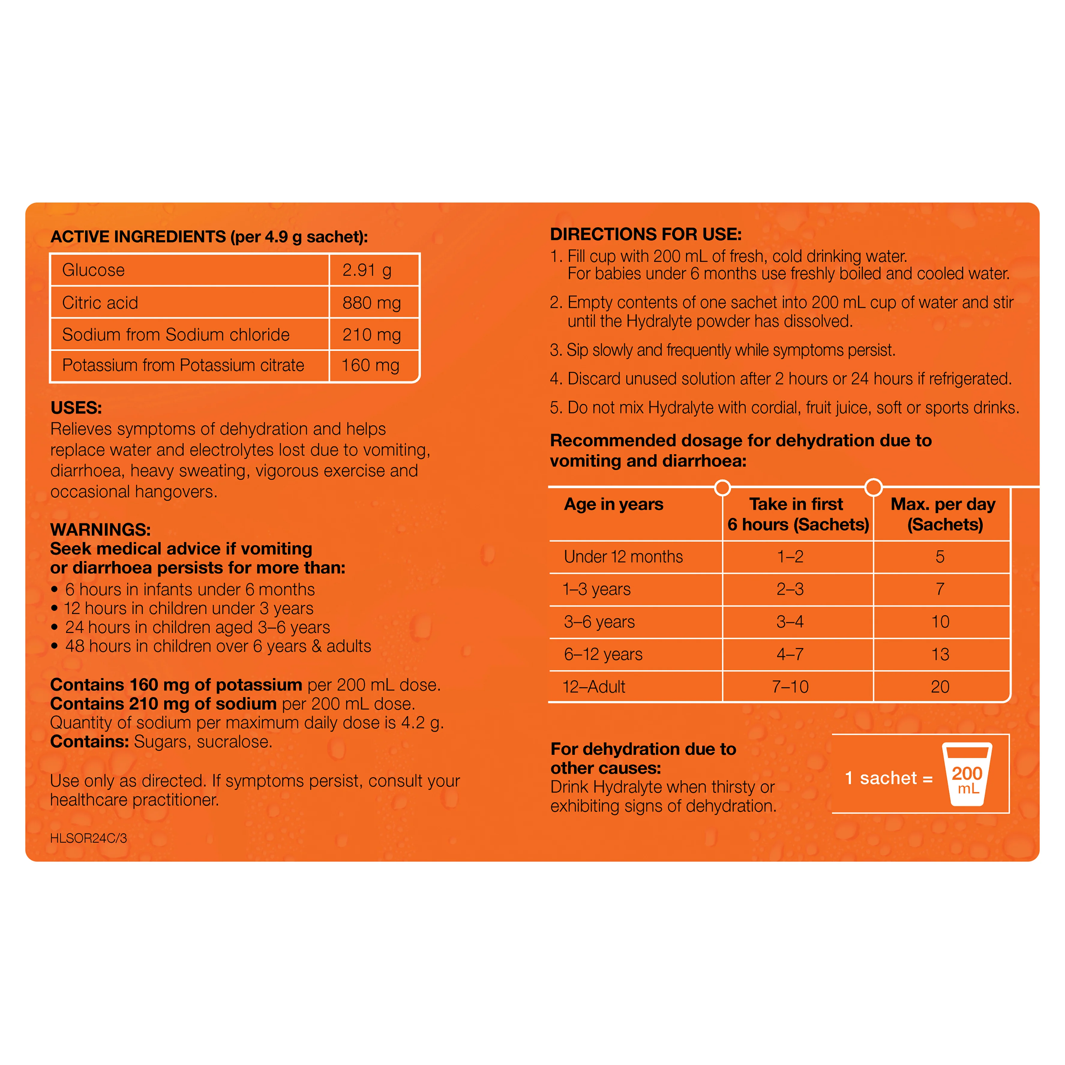 Hydralyte Electrolyte Powder Sachets 4.9g | Pack of 24 sachets - Image 8