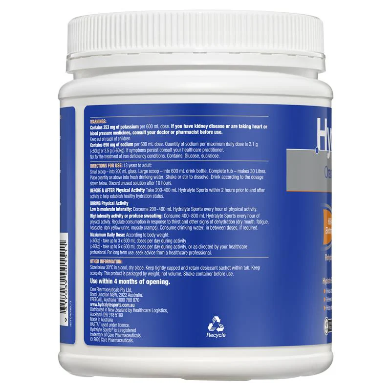 Hydralyte Plus Sports Electrolyte Powder 900g Tub | Each - Image 15