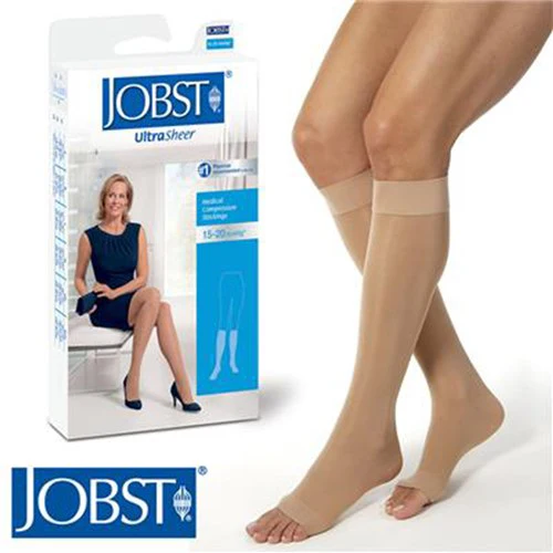 JOBST Ultrasheer Knee High Open Toe Compression Stockings 15-20mmHg in Biege | 1 Pair