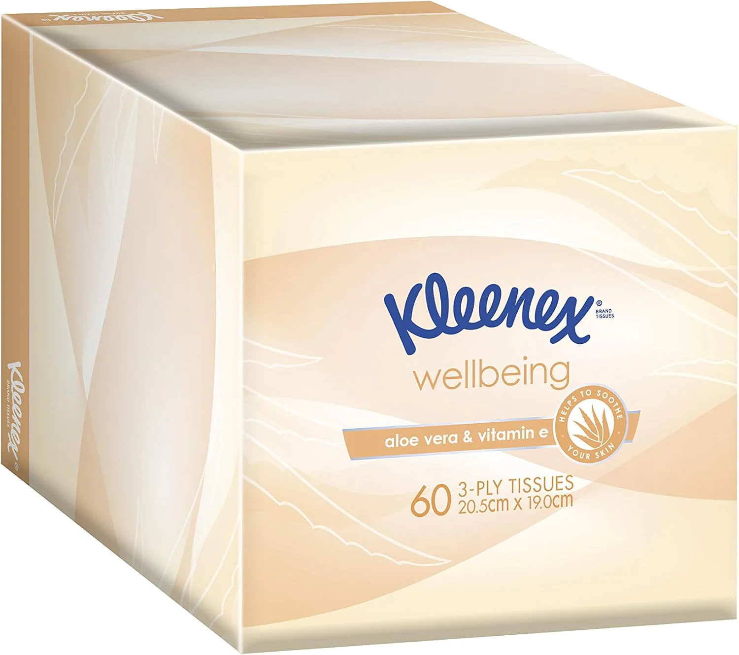 Kleenex Facial Tissues Aloe Vera & Vitamin E 3 Ply, 60 tissues per pack | Carton of 12 packets - Image 2