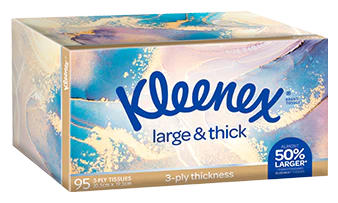 Kleenex Facial Tissues Large N Thick 3 Ply, Packs of 95 | Carton of 24