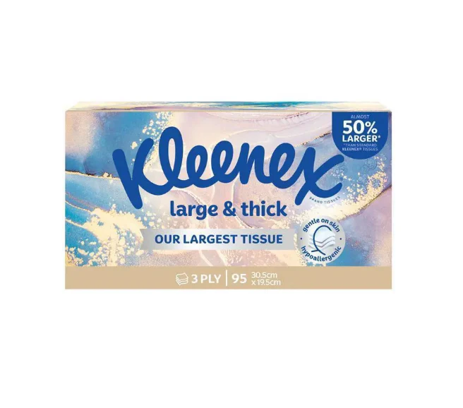 Kleenex Facial Tissues Large N Thick 3 Ply, Packs of 95 | Carton of 24 - Image 2