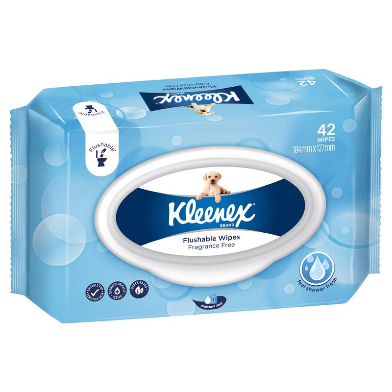 Kleenex Fragrance Free Flushable Wipes | Pack of 42 - Image 2