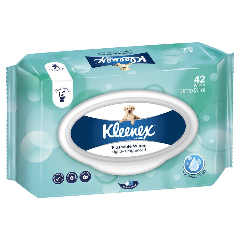 Kleenex Lightly Fragranced Flushable Wipes | Carton of 420 wipes - Image 2