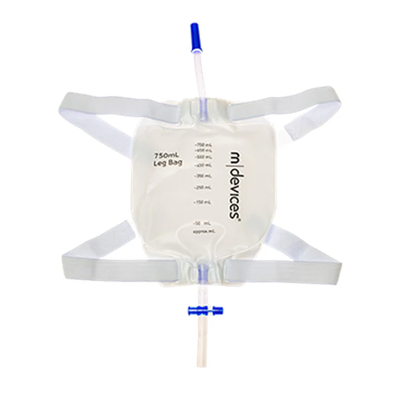 MDevices T-Tap Leg Bag 750mL NRV with Straps | Carton of 80