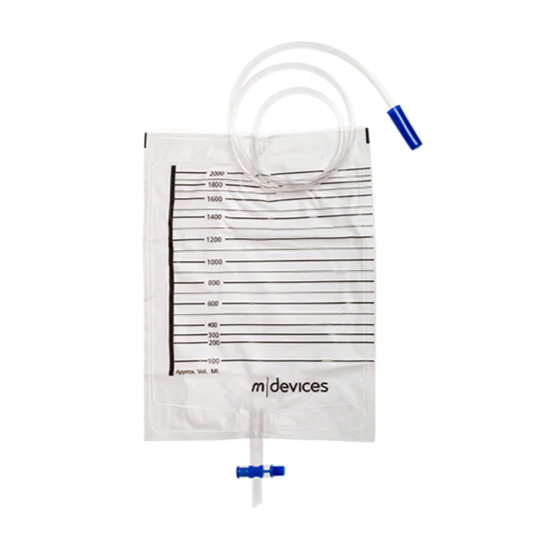 MDevices Urine Bag 2000mL T-Tap 110cm Tubing | Carton of 250