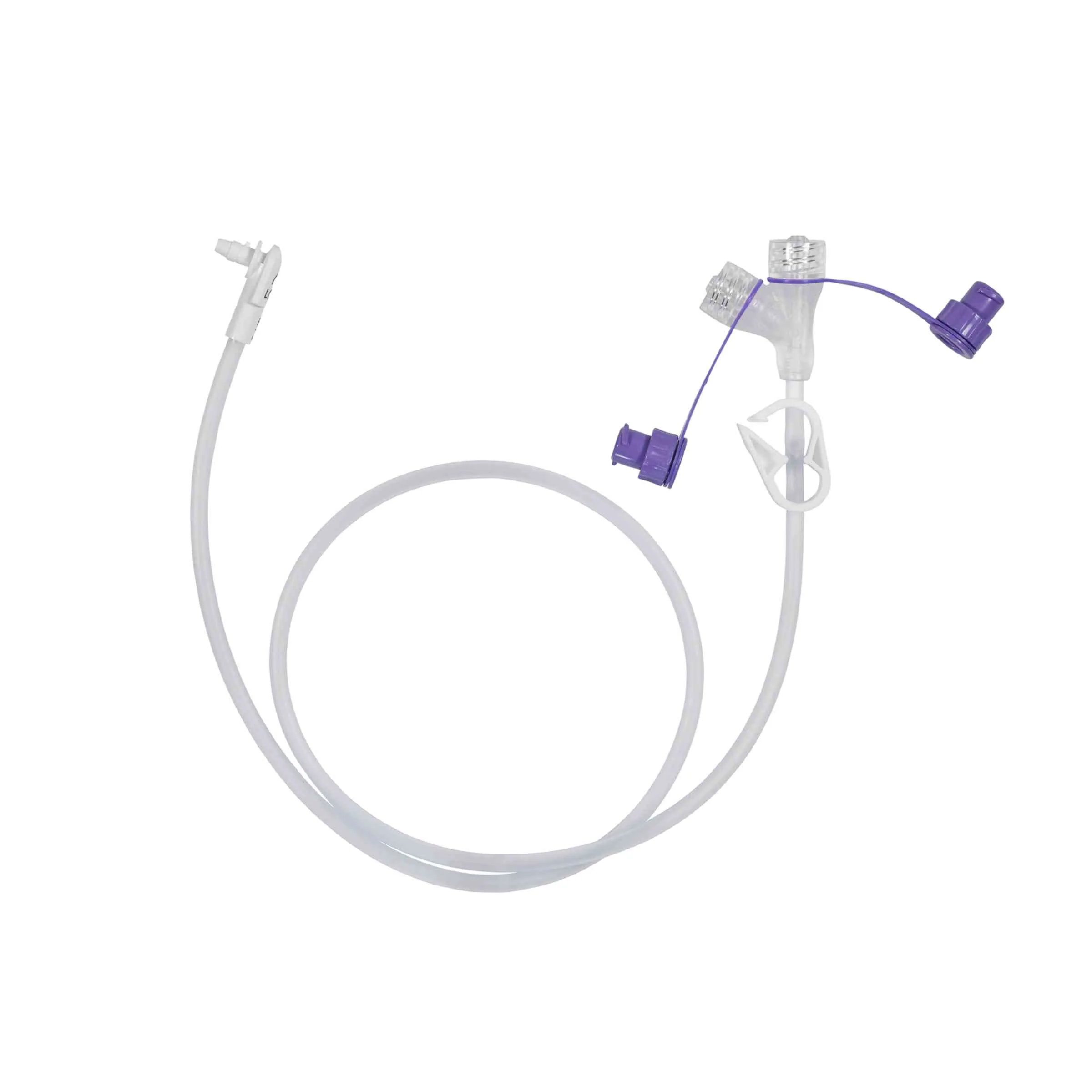 MIC-KEY Continuous Feed Extension Set with EnFit Connectors, Secur-Lok* Right Angle Connector, 2 Y Port Enfit Connectors and Clamp, 60cm | Carton of 5