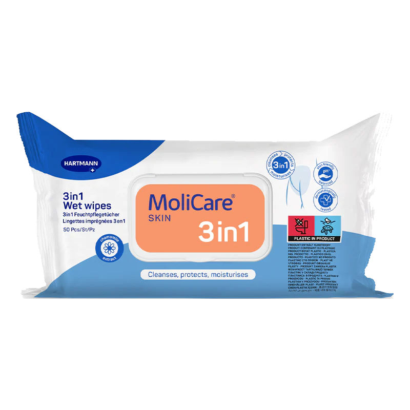 MoliCare Skin 3-in-1 Wet Wipes | Pack of 50