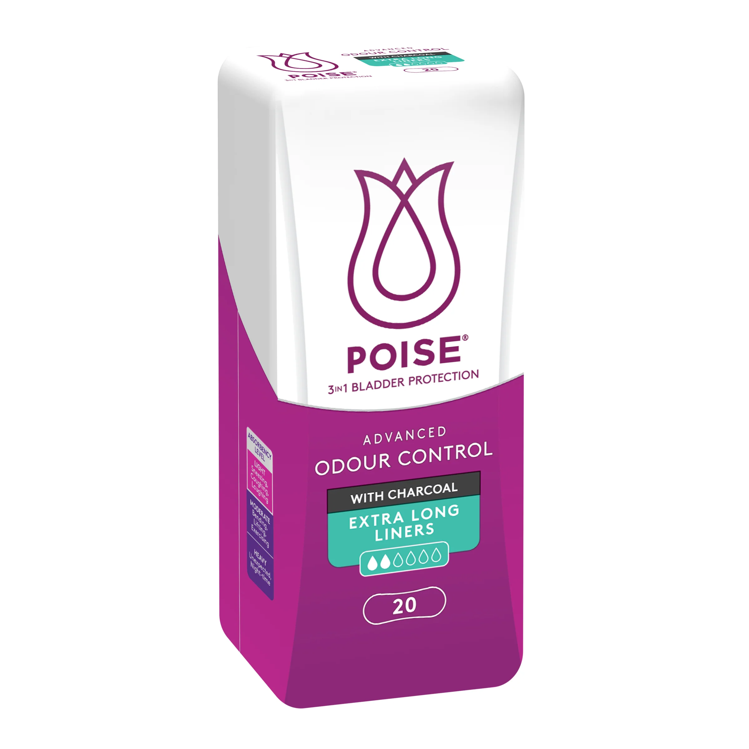 Poise Extra Long Liner with Charcoal 70mL | Pack of 20 - Image 6