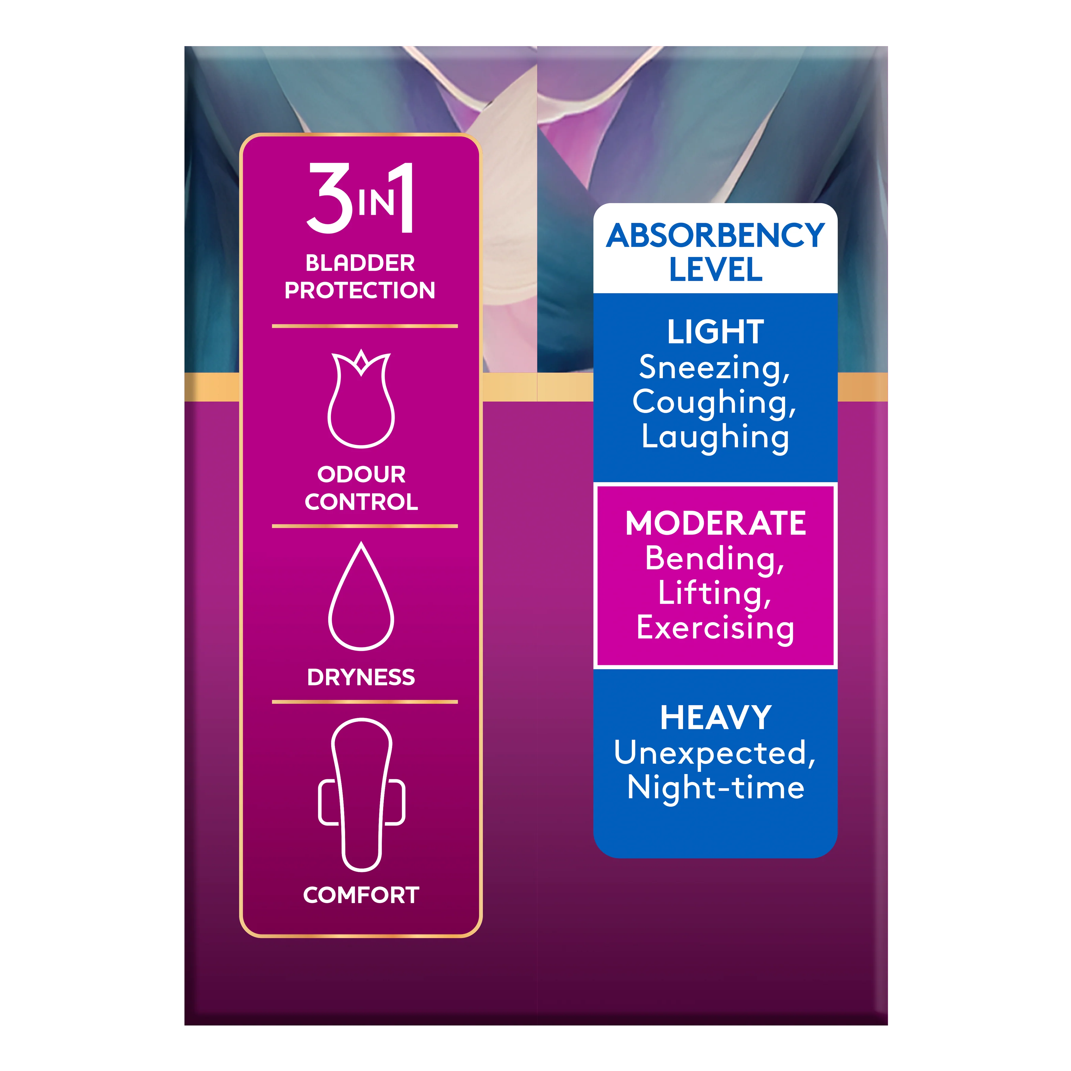 Poise LiveFree Regular Pads 110mL With Wings | Pack of 14 - Image 3