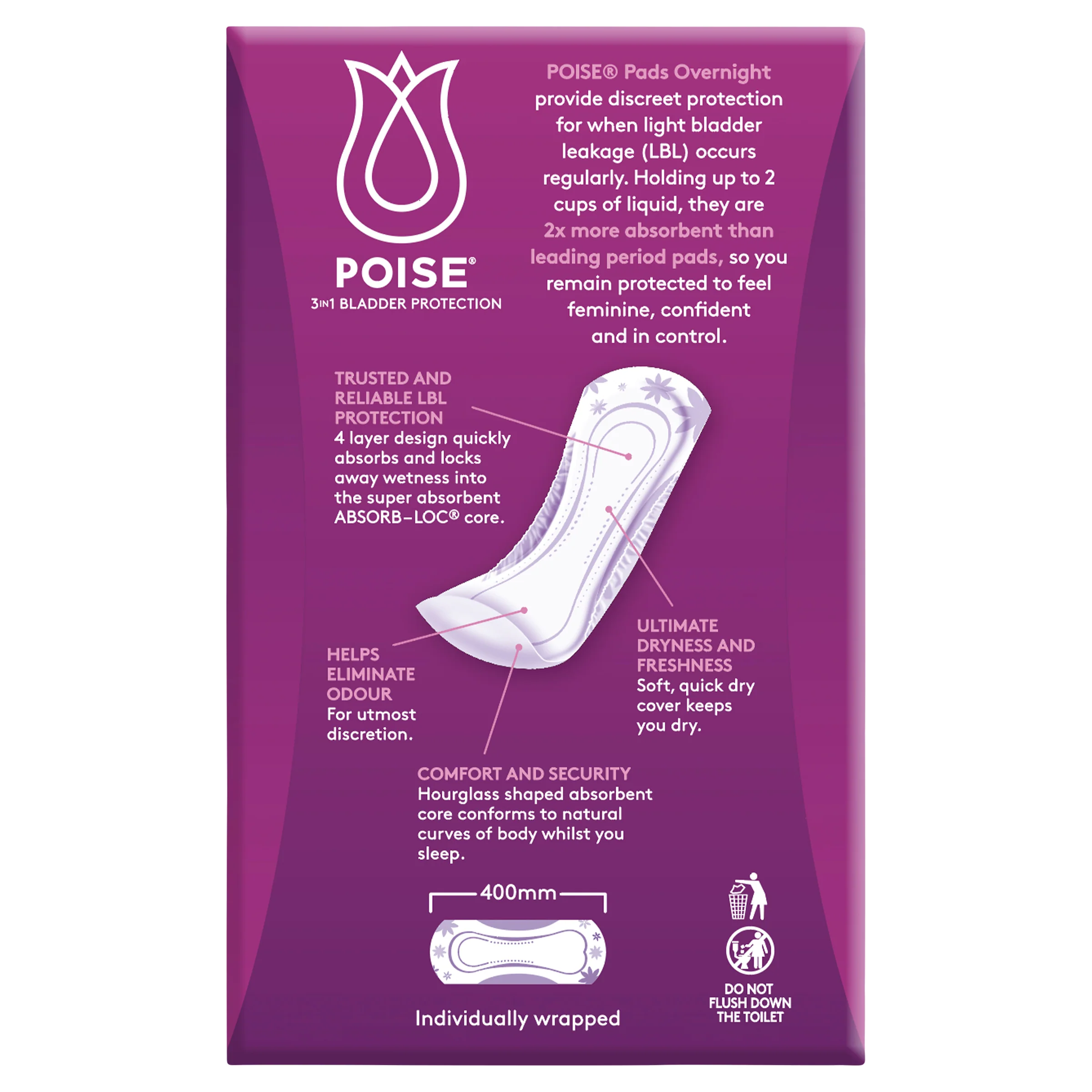 Poise Pads Overnight | Pack of 8 - Image 3