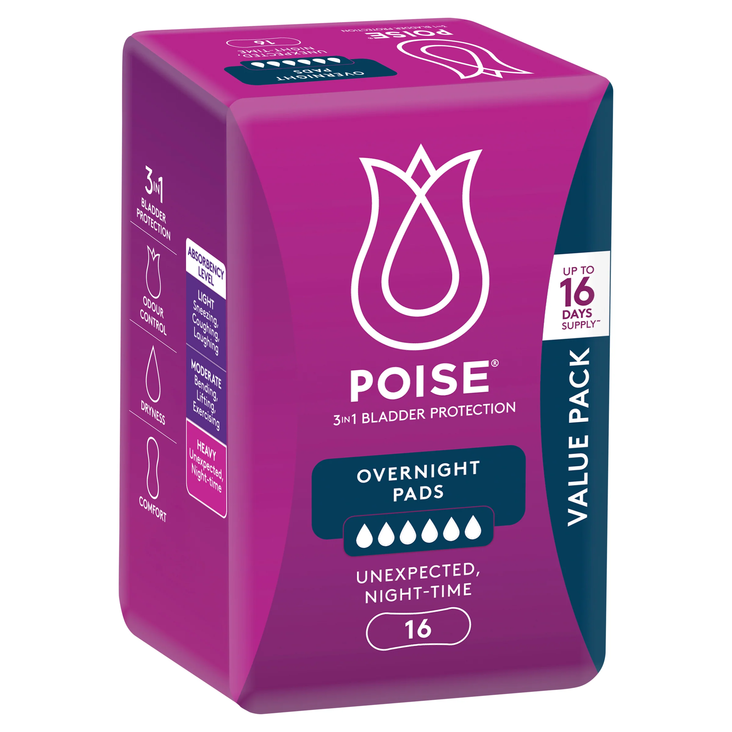 Poise Pads Overnight Bulk Pack | Pack of 16 - Image 5