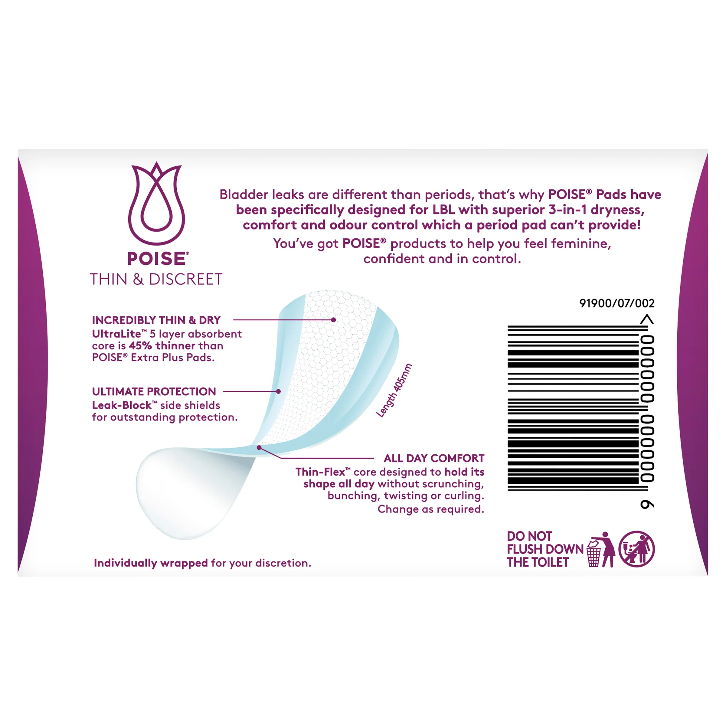 Poise Thin & Discreet Ultra Long Pads | 8 per Packet - Image 3