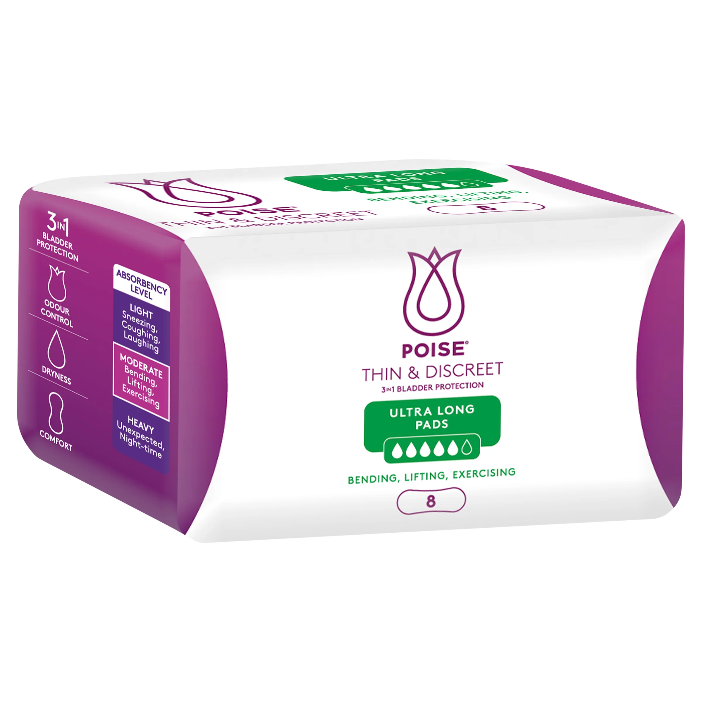 Poise Thin & Discreet Ultra Long Pads | 8 per Packet - Image 6