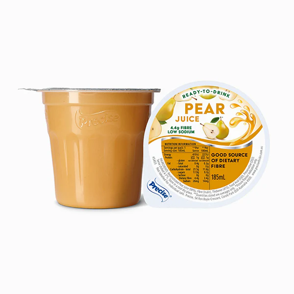Precise Ready-To-Drink Unthickened Pear Juice 185mL Cups | Carton of 24