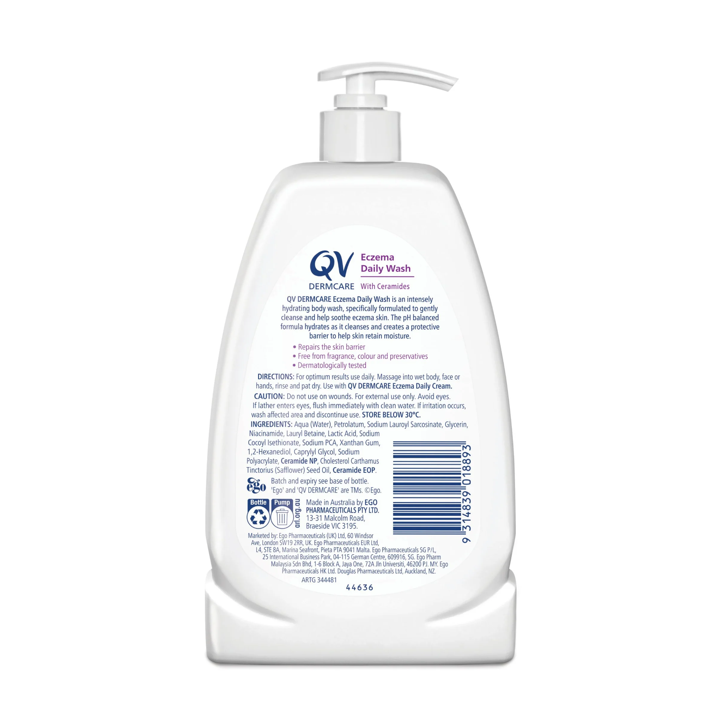 QV Dermcare Eczema Daily Wash Pump Bottle - Image 2