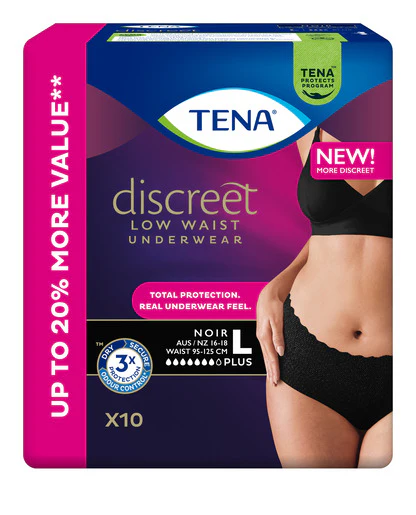 TENA Women's Discreet Pants Low Waist in Black | Packet - Image 4